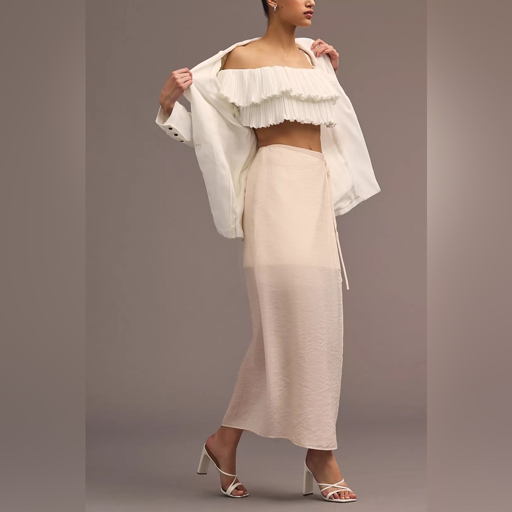 Anthropologie Sunday in Brooklyn Sheer Wrap Skirt Pink XL